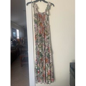 Smocked Tiered Summer Dress with slit and tie tassel in both sides